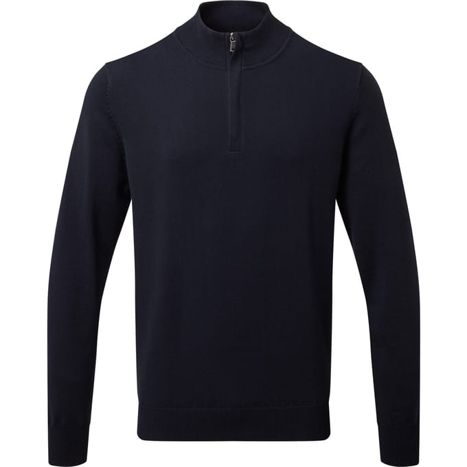 Asquith & Fox Heren Katoenen Blend Sweatshirt met ritssluiting (Franse marine)