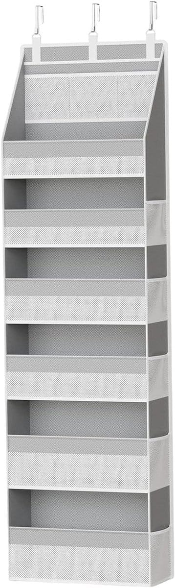 Deur Organizer - Verticale Opslag - Ruimte Besparen - Gereedschapsloze Montage - 6 Vakken - Grijs