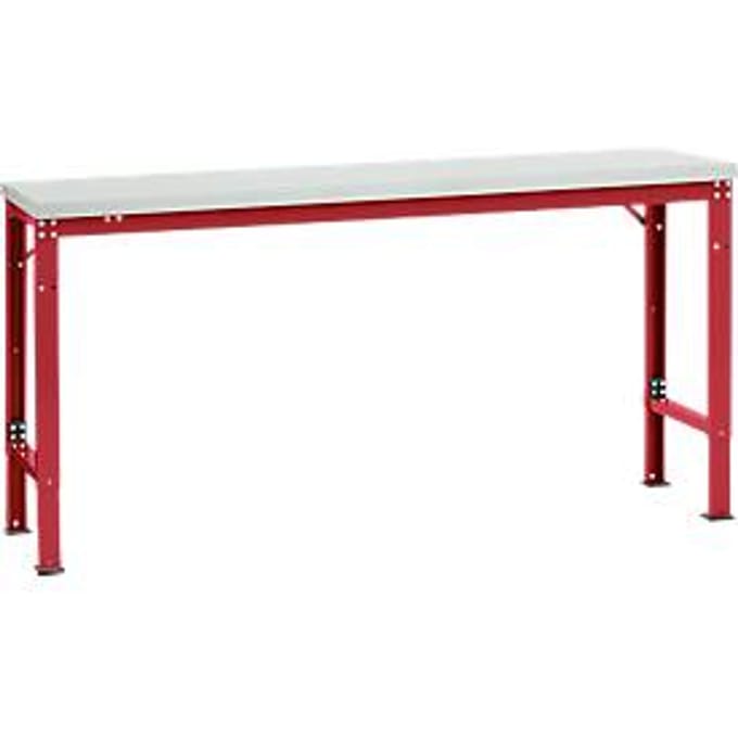 Manuflex basistafel UNIVERSAL Speciaal, 1750 x 800 mm, melamine lichtgrijs, robijnrood