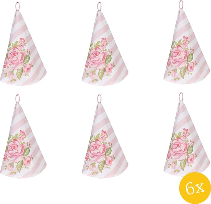 Clayre & Eef Theedoek set van 6 stuks Ø 80 cm Roze Katoen Rond Rozen