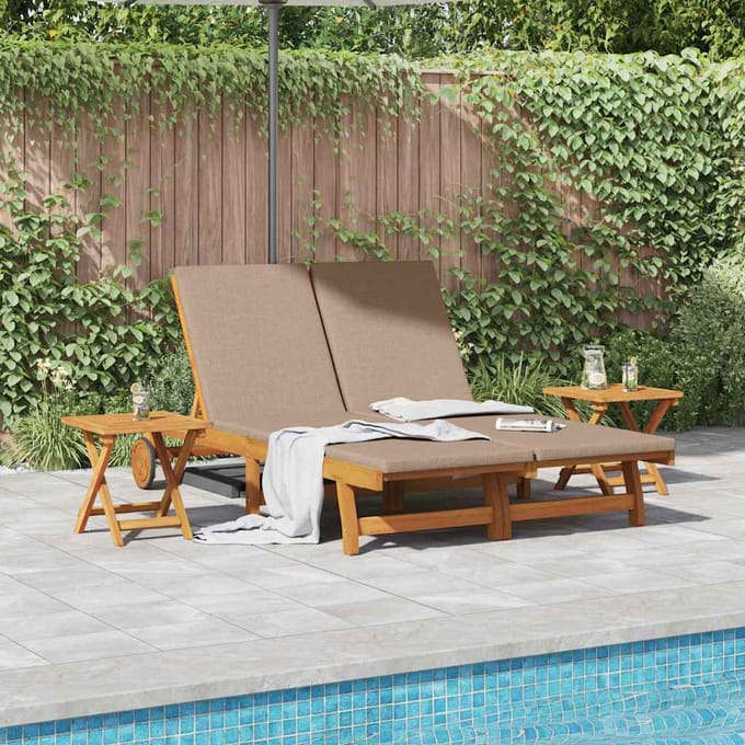 vidaXL - Ligstoel - 3 - st - Massief - Acacia - Hout - Taupe