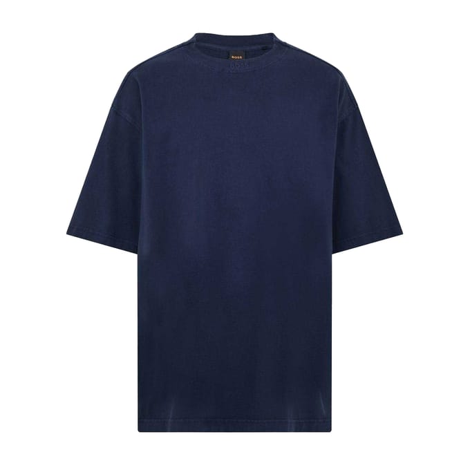 Boss Heren T-shirt met tie-dye-print, normale pasvorm (Donkerblauw)