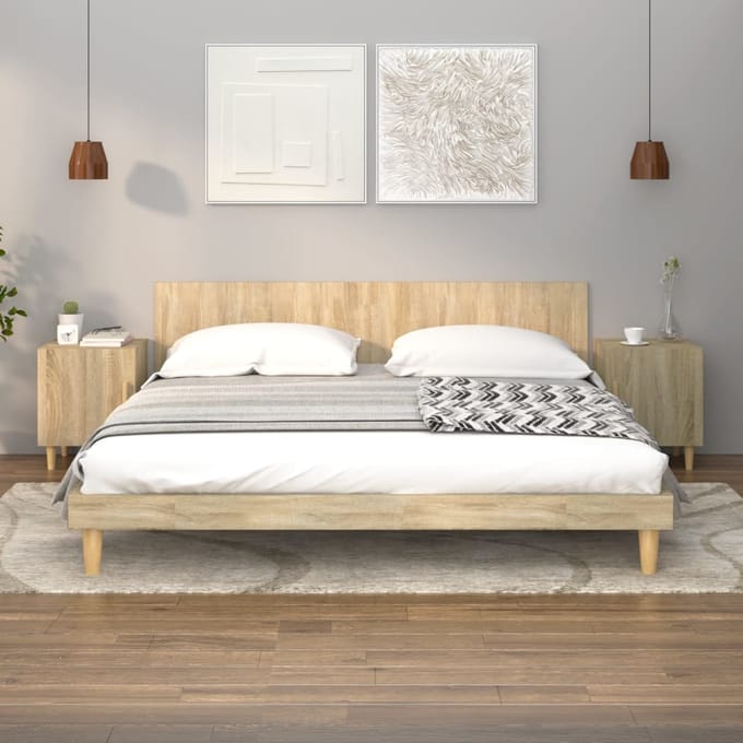 vidaXL - Nachtkastjes - 2 - st - bewerkt - hout - sonoma - eikenkleurig