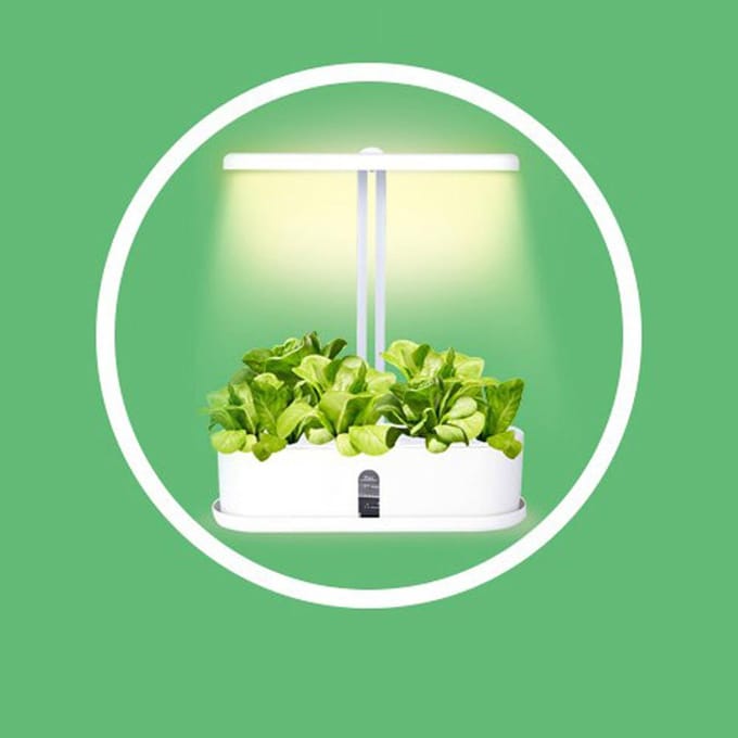 10 Potten Hydroponisch Kweeksysteem, Binnen Kruidentuin Kit met Groeilamp, Slimme Tuin voor Thuis EU Plug gray