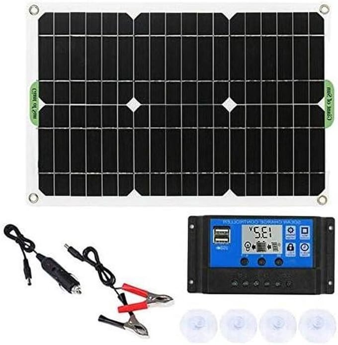 Zonnepaneel Set - Acculader Paneel - Energie Opwekken - 50A Controller - 180 Watt - Zwart