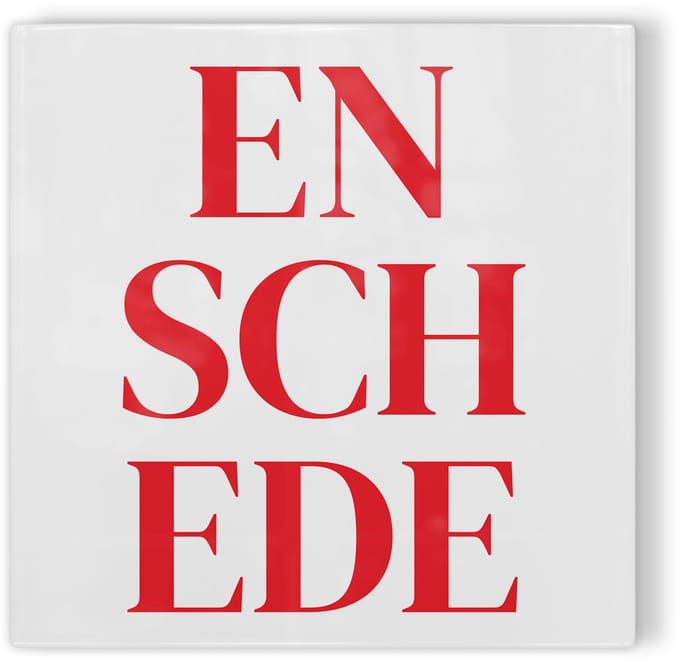 Tegeltje Enschede - wit rood - tegeltje stad - tegeltje met tekst