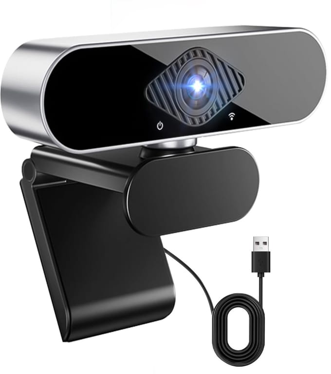Webcam met microfoon – PC-camera (webcam), 1080p HD mini-facecam voor videoconferenties, 360° verstelbaar