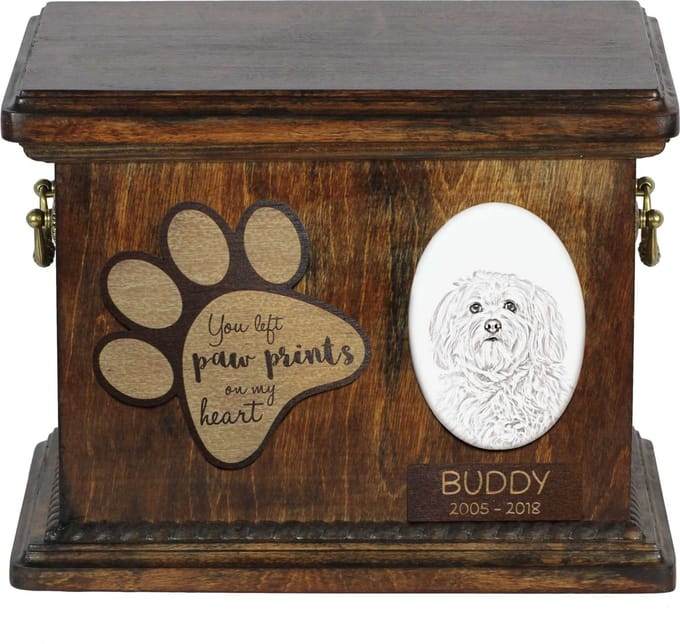 Persoonlijke urn voor Havanese met foto van je hond