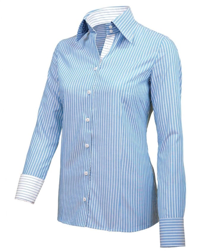 Giovanni Capraro 29302-36 Dames Blouse, gestreept, blauw-wit | maat 44