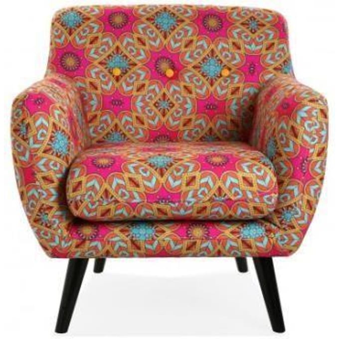 Canapé rose motifs orientaux - VERSA - Aubrey - Tissu - Moelleux - Fixe