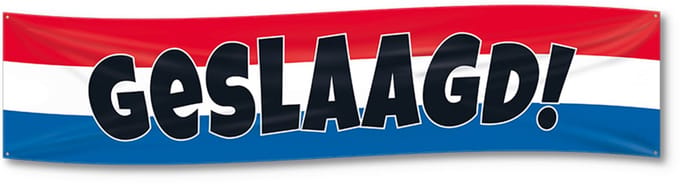 BTH - Geslaagd Banner - Geslaagd Versiering - Straat Banner - Decoratie - Slinger - Rood - Wit - Blauw
