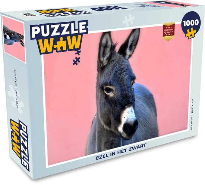 Puzzel Ezel in het zwart - Legpuzzel - Puzzel 1000 stukjes volwassenen