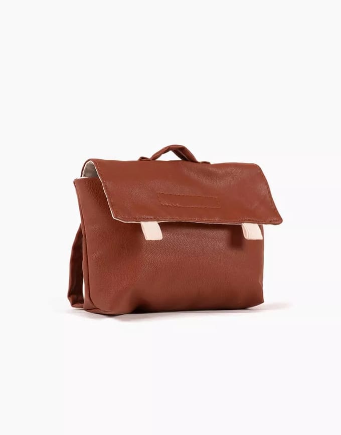 Minikane Bruine Leren Tas 34 cm
