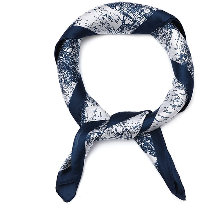 Klassieke Vierkante Sjaal met Toile de Jouy Dessin - Navy
