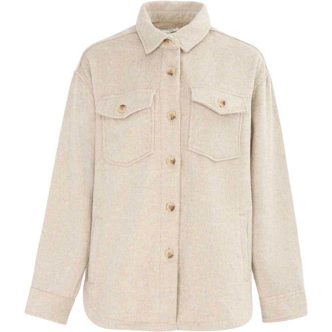 Miso Dames Wol Lange Mouwen Shirt (Licht Beige)