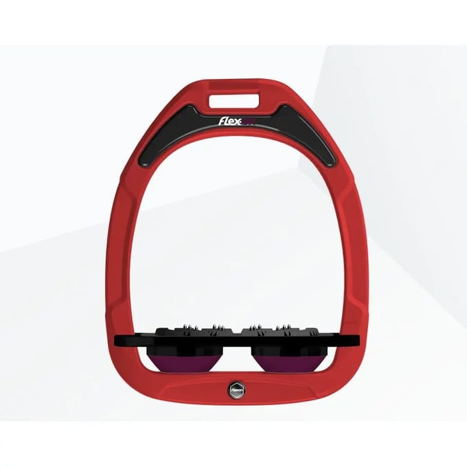 Platte Ultra Grip stijgbeugels Rood/Zwart/Pruim Flex-On Green Composite
