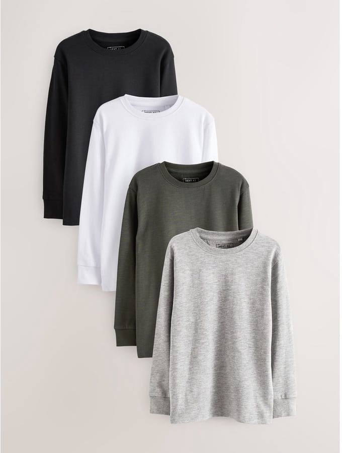 Next - Jongens - Verpakking van 4 zachte T-shirts met lange mouwen - Wit