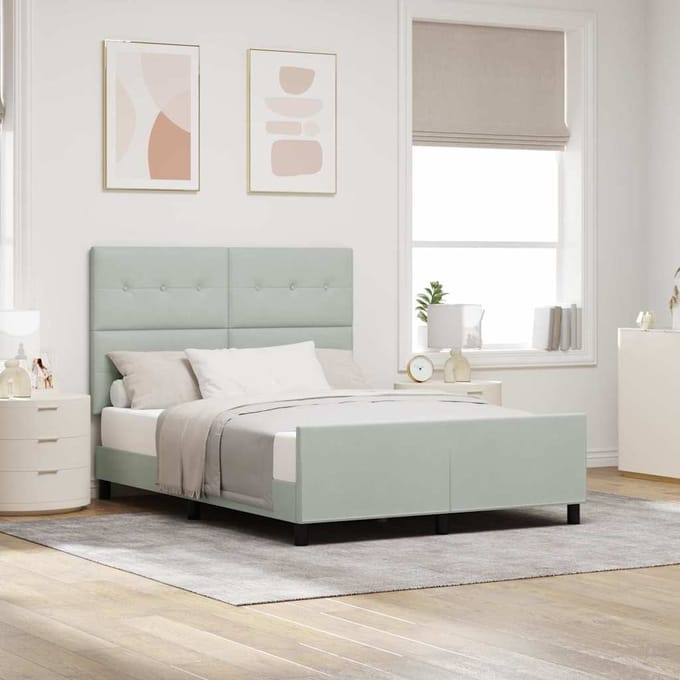 vidaXL - Boxspring - bed - met - hoofdeinde - Lichtgrijs - 160 - x - 200 - cm - Fluweel