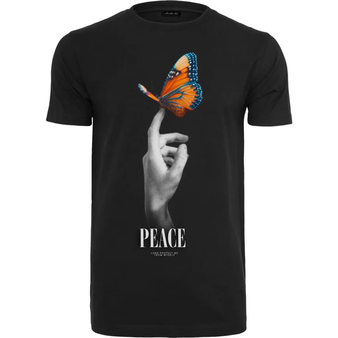 Mister Tee - Peace Butterfly Heren T-shirt - S - Zwart