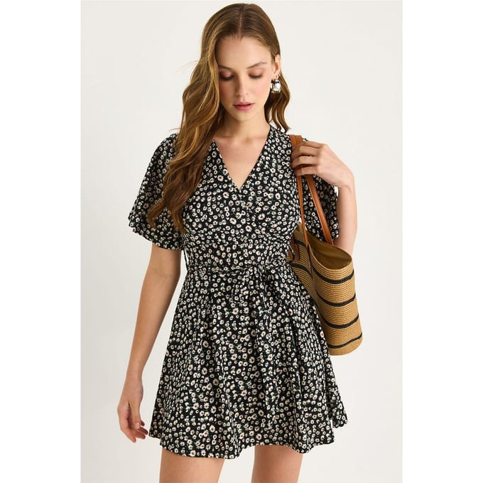 Bloemen V-hals Midi-jurk met Split