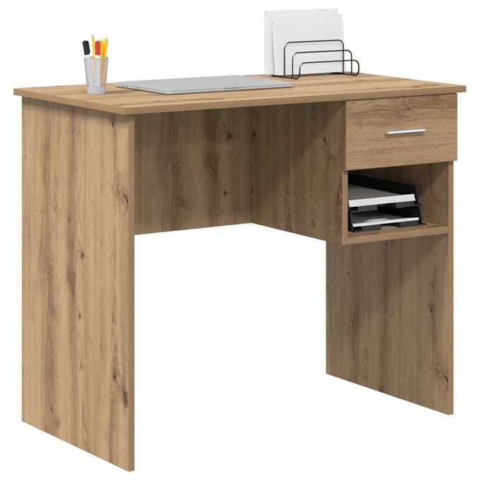 vidaXL - Bureau - Artisan - Eiken - 90 - x - 49 - x - 75 - cm - Bewerkt - hout