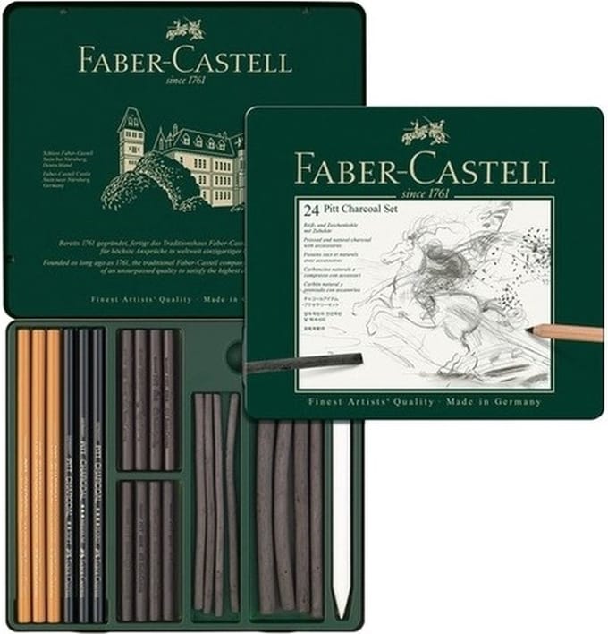 Faber Castell Houtskool - 24-delig - tekenen - complete set