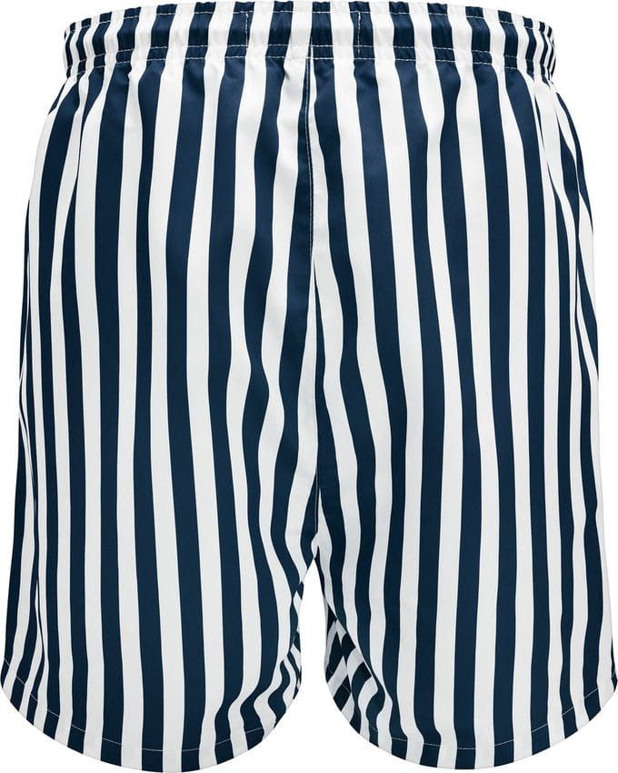 Gestreepte marineblauwe en witte zwemshort