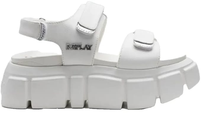 Replay Nusty Velcro Platform Sandalen Wit EU 39 Vrouw