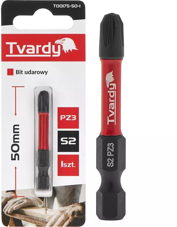 Tvardy Impact bit PZ3 - S2 staal - 50mm - Magnetische tip - Slagvast