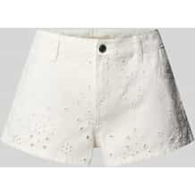 straight fit short met florale stitchings met gaatjesmotief