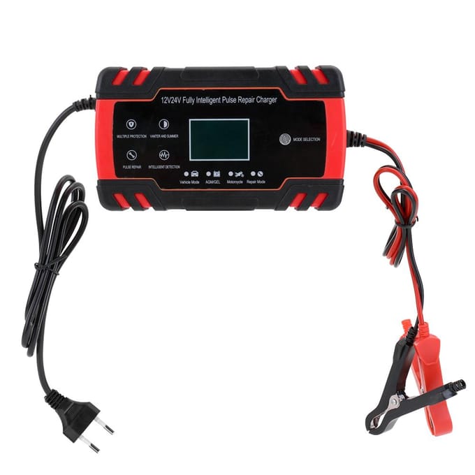 Mini Formaat Draagbare 12 V/24 V Auto Cel L-ader Adapter Power Motorfiets Auto Cel L-ader met EU Plug rood