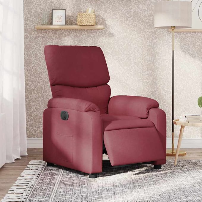 vidaXL - Fauteuil - verstelbaar - elektrisch - stof - wijnrood