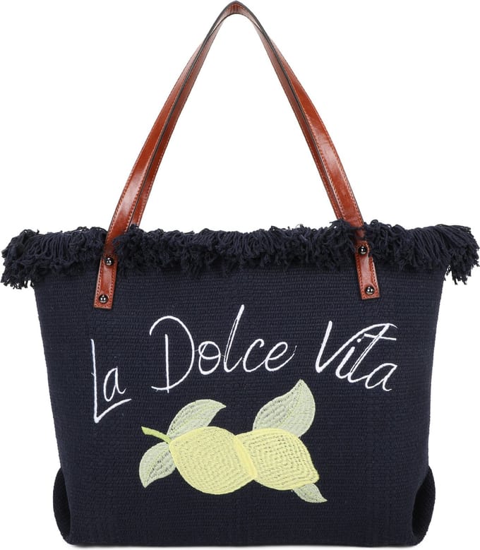 Ines Delaure - Strandtas/shopper/weekendtas - la dolce viate - met ritssluiting - blauw