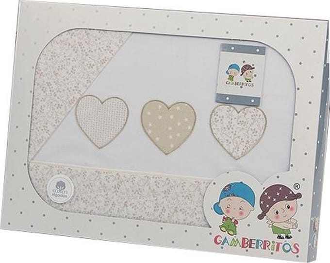 Gamberritos Laken Set Beige Hartjes 3-delig Klein
