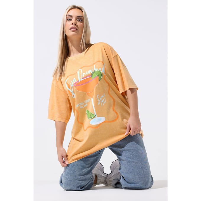 Limited Collection Oranje Lang 'Sun Drenched' Acid Wash Tshirt Size 48