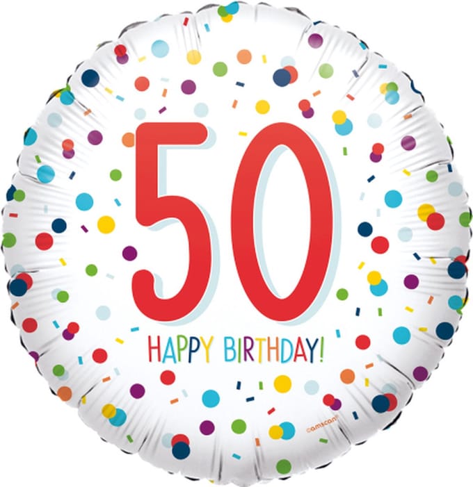 Folieballon 50 confetti happy birthday