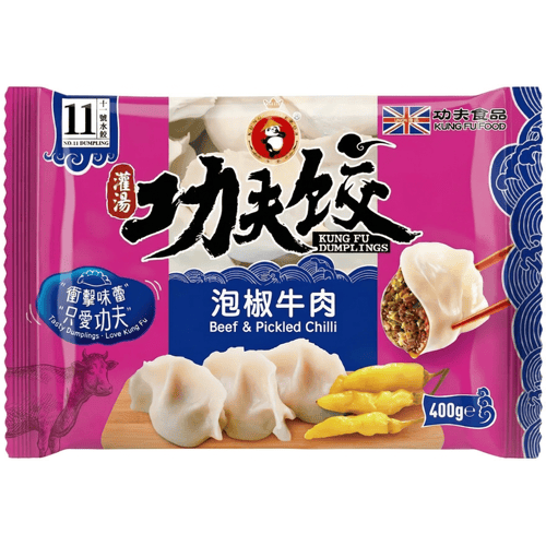 KUNG FU Kungfu Dumplings met Rundvlees en Ingelegde Peper 400g