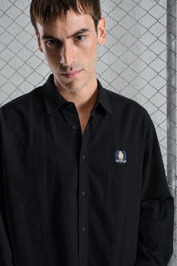 Heren Geborduurd Katoenen Poplin Shirt
