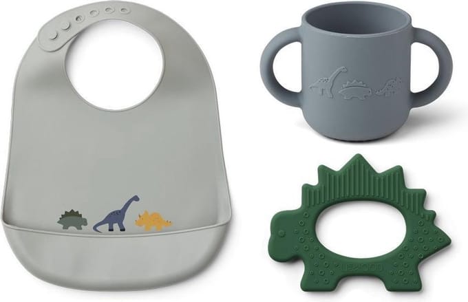 LIEWOOD - Kinderservies - Geschenkset - Bijtspeelgoed - Baby - Dino