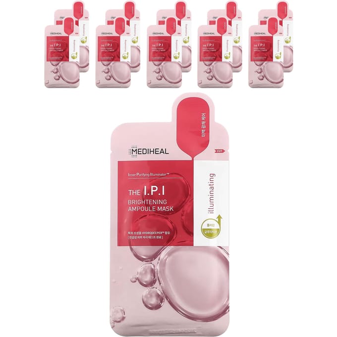 MEDIHEAL, IPI, Brightening Ampoule Beauty Face Mask, 10 sheets, 25ml (0.84fl oz) each white