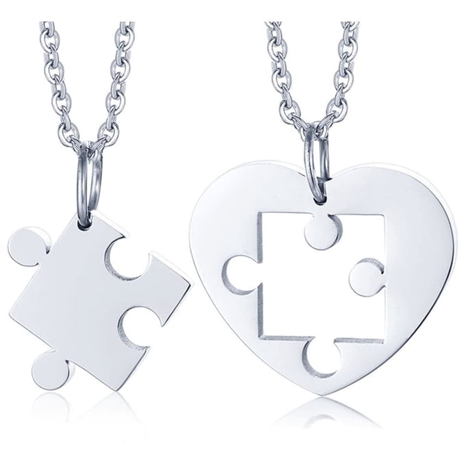 LGT Jewels vriendschapsketting Edelstaal Hart Puzzel