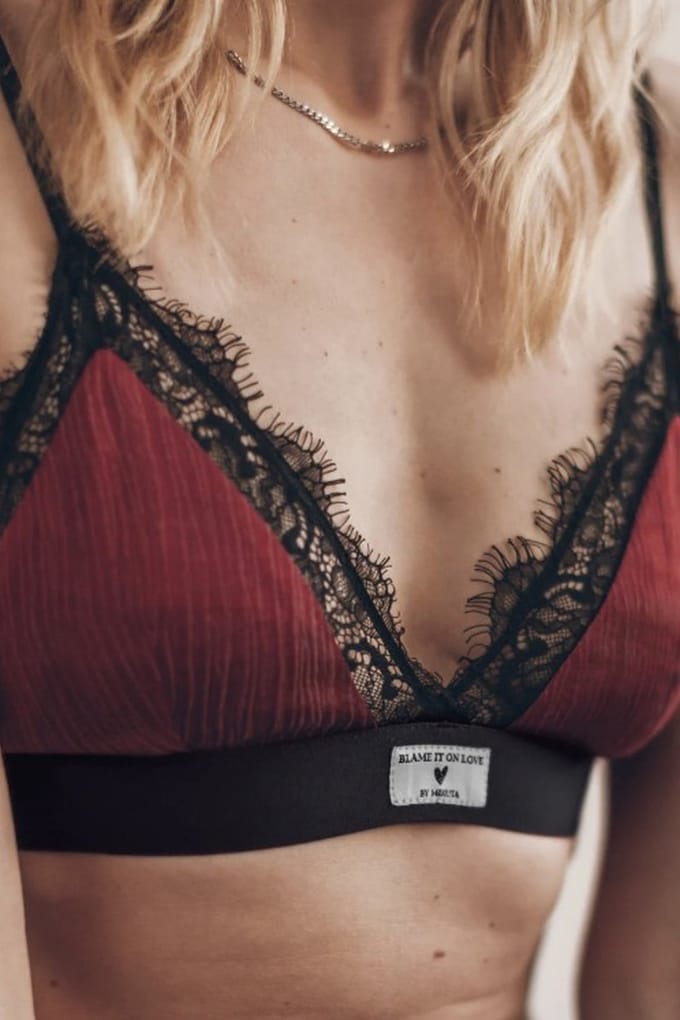 Mikuta The Red Crinkle Bralette Red Größe: M | BHs Outlet | Damen | Rot
