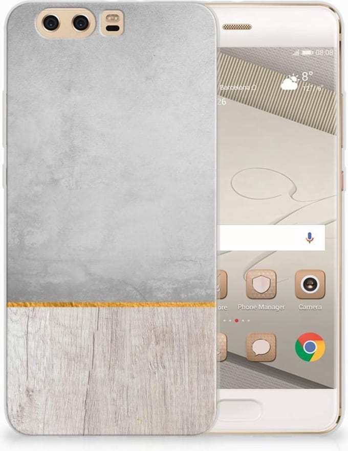 Huawei P10 Plus Bumper Hoesje Wood Concrete