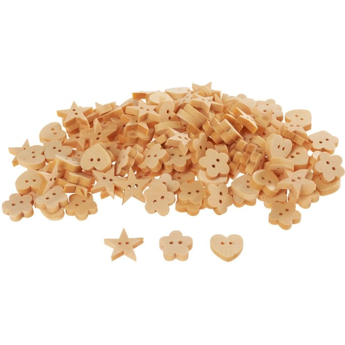 VBS Houten knoppen "Motif mix", 150 Stück