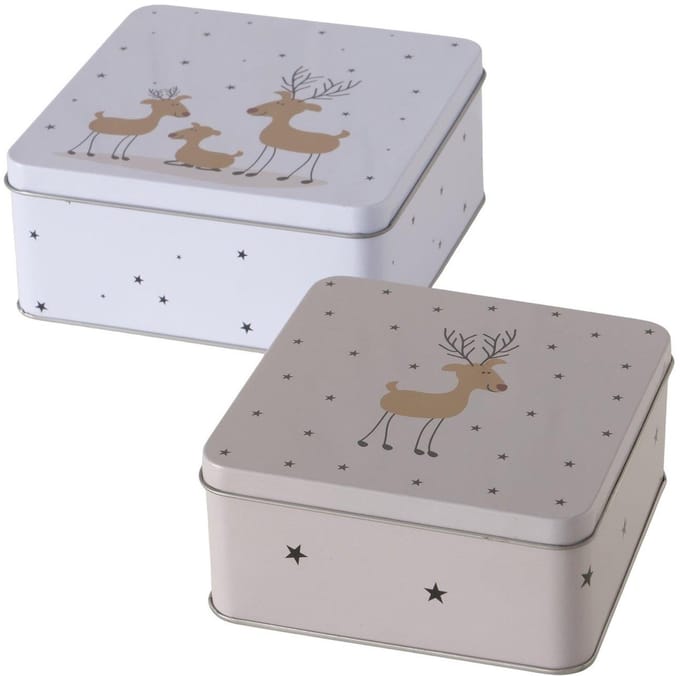 Boltze Home opbergblikset kerst koekjesblik 2-delig multicolor.