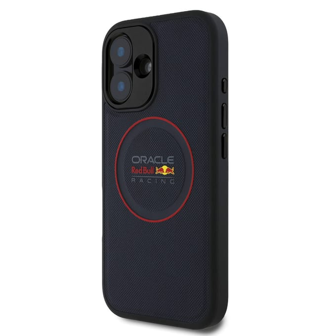 Red Bull Racing Meshed PU Leather Backcover geschikt voor MagSafe geschikt voor iPhone 16 - Navy