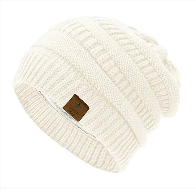 Sjtoer Muts - Witte Wintermuts - One size - Unisex - Muts dames - Muts heren - Gebreide – Warme Gevoerde Beanie