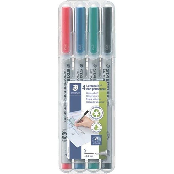 Viltstift Staedtler Lumocolor 311 non permanent S set à 4 assorti