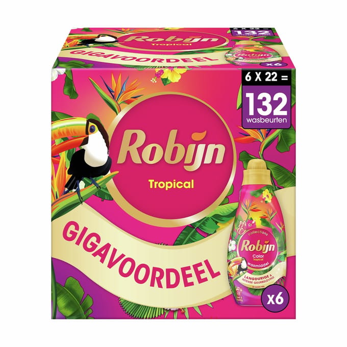 Robijn Klein & Krachtig Collections Vloeibaar Wasmiddel - Tropical - 6 x 22 wasbeurten