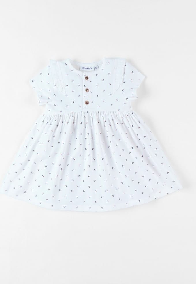 Jersey jurk met bloemenprint, ecru